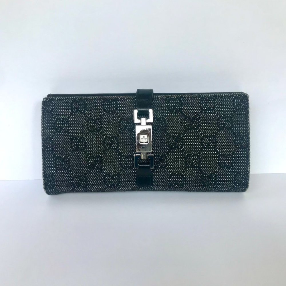 Gucci GG Monogram Wallet with Piston Lock